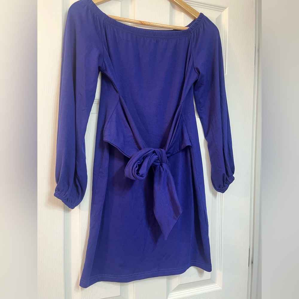 Off the shoulder blue dress